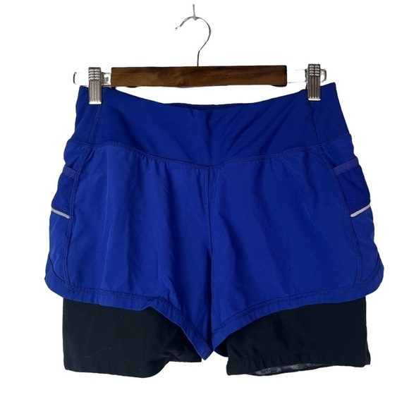 Athleta Ready Set Go 2 in 1 Purple Blue Athletic Shorts XS - Picture 2 of 5